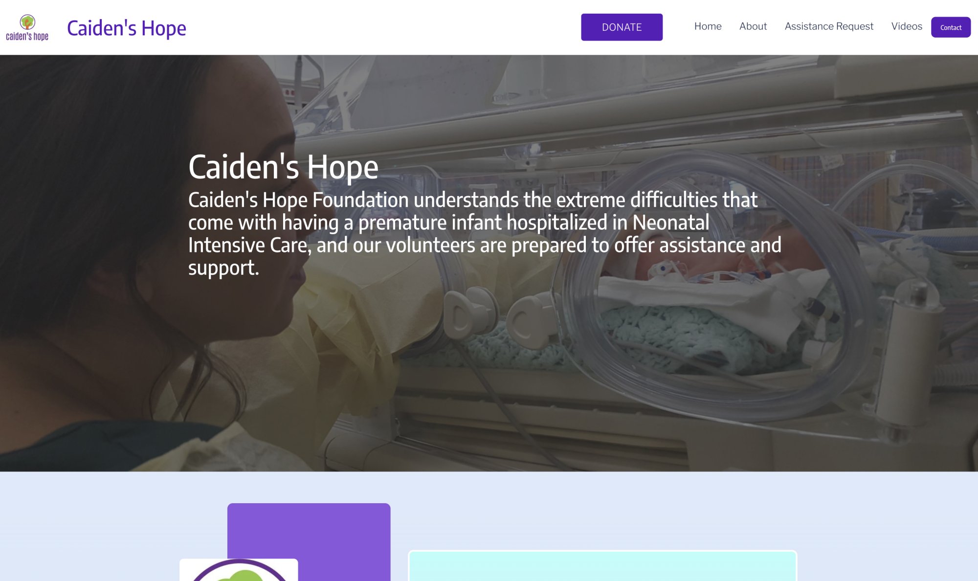 Caiden's Hope website screenshot